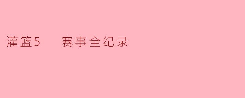 灌篮5 赛事全纪录